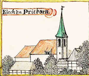 Kirch zu Prieborn - Koci, widok oglny